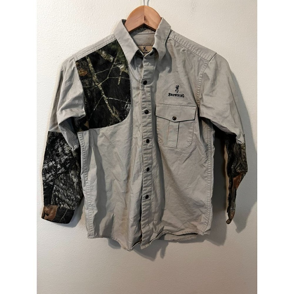 Boy's Browning Khaki & Camo Button Up Size M [EXCELLENT]